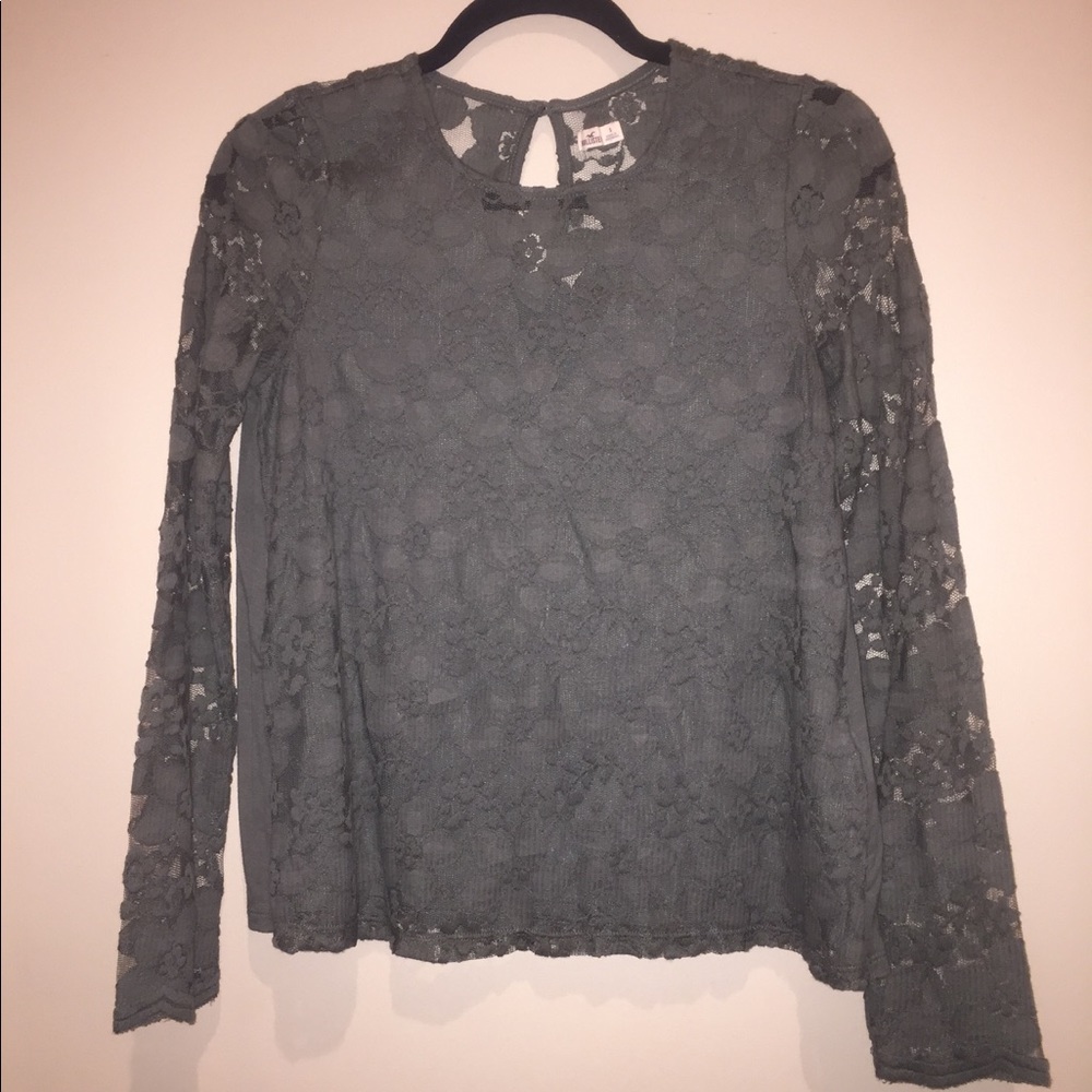 Hollister long sleeve olive lace top